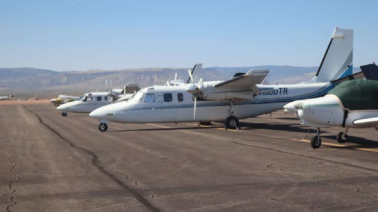 Planes are parked at the St,. George Regional Airport near the Million Air FBO facility, St. George, Sept. 8.