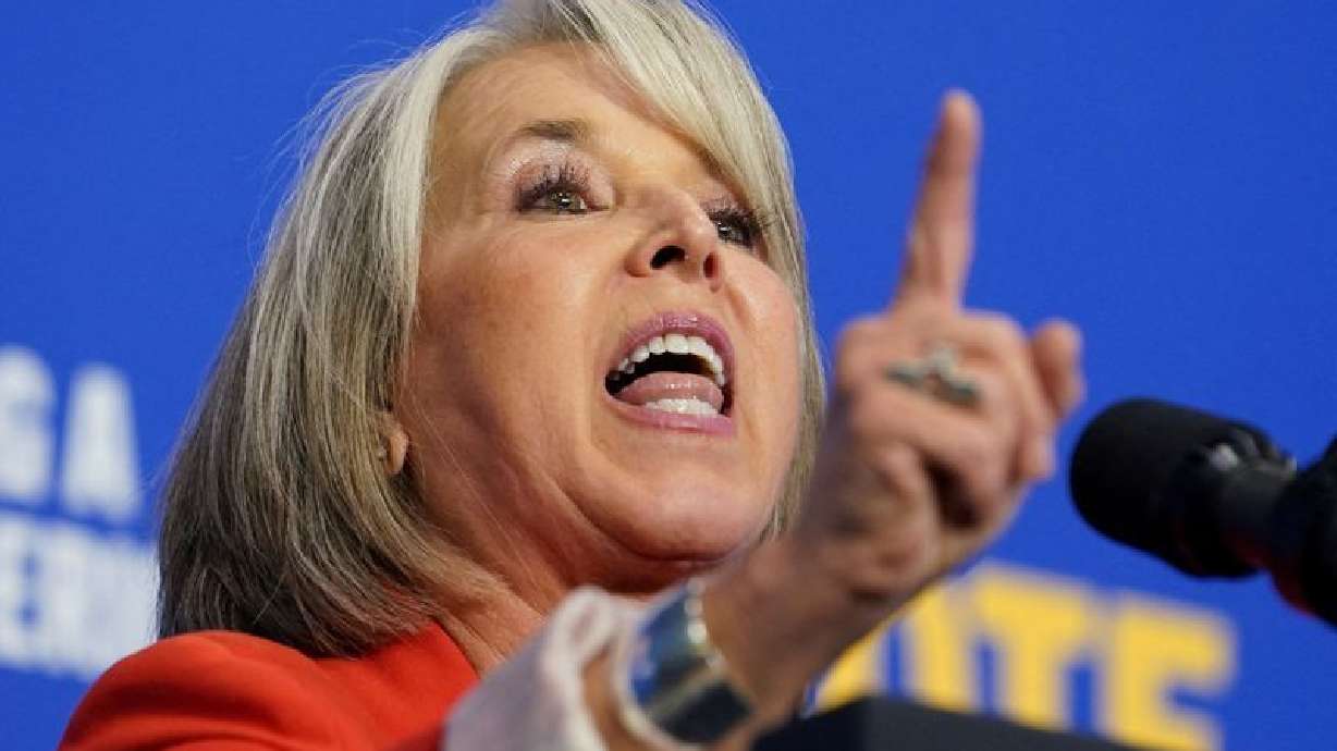 New Mexico Governor Michelle Lujan Grisham speaks at the Gallegos Community Center in Albuquerque, N.M., Nov. 3, 2022.