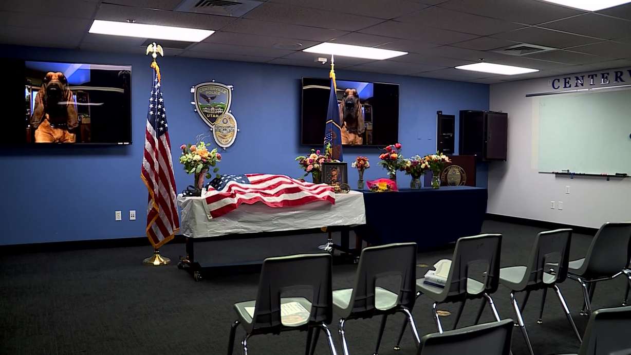 A funeral service was held for K-9 Sophie. The Centerville Police Department mourns the loss of one of its K-9 officers hit and killed by a car along Interstate 15 in Davis County.