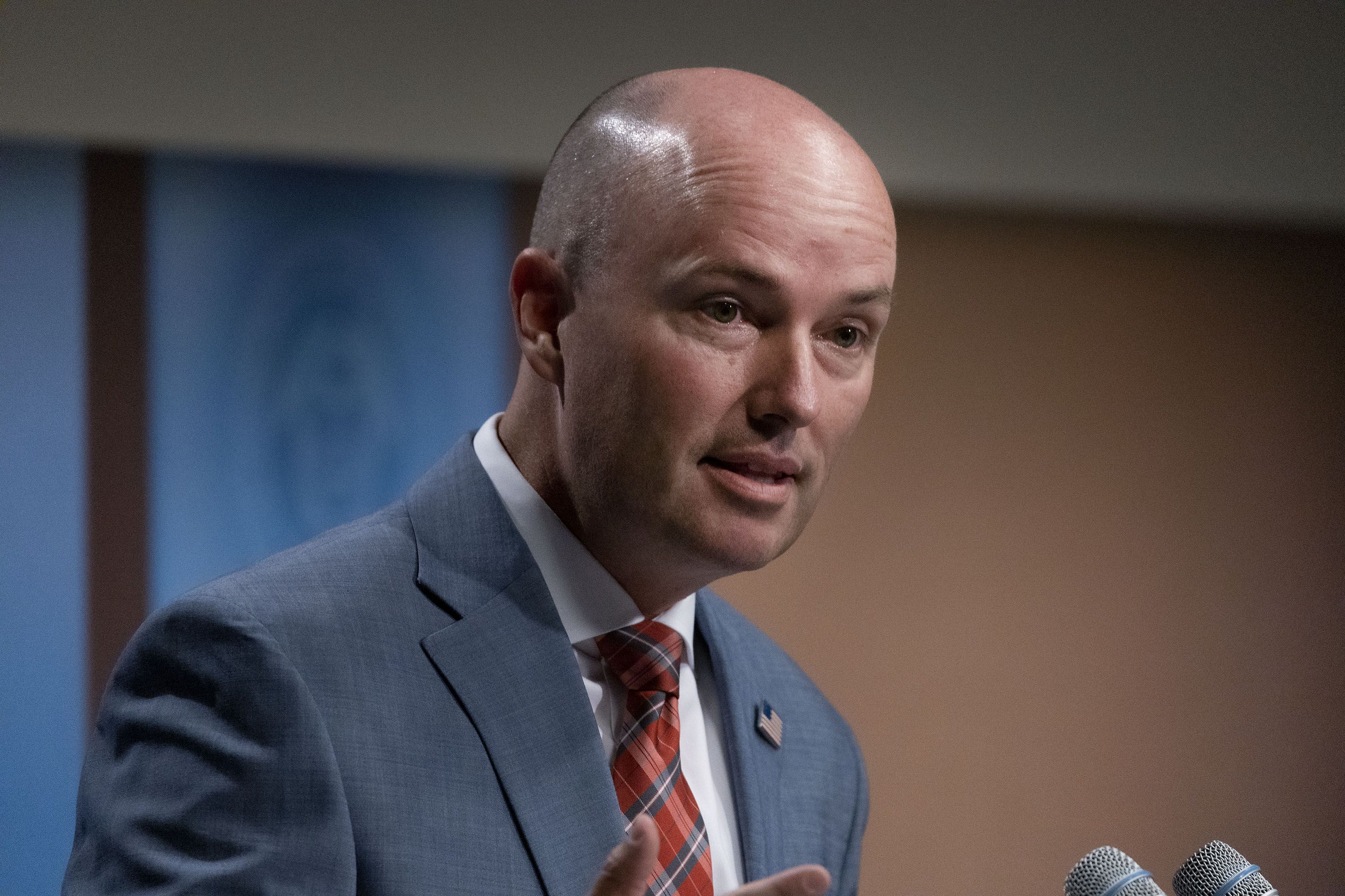 Gov. Spencer Cox speaks during the PBS Utah Governor’s Monthly News Conference at the Eccles Broadcast Center in Salt Lake City on Aug. 17. Cox is chairman of the National Governors Association and is promoting civility in politics.