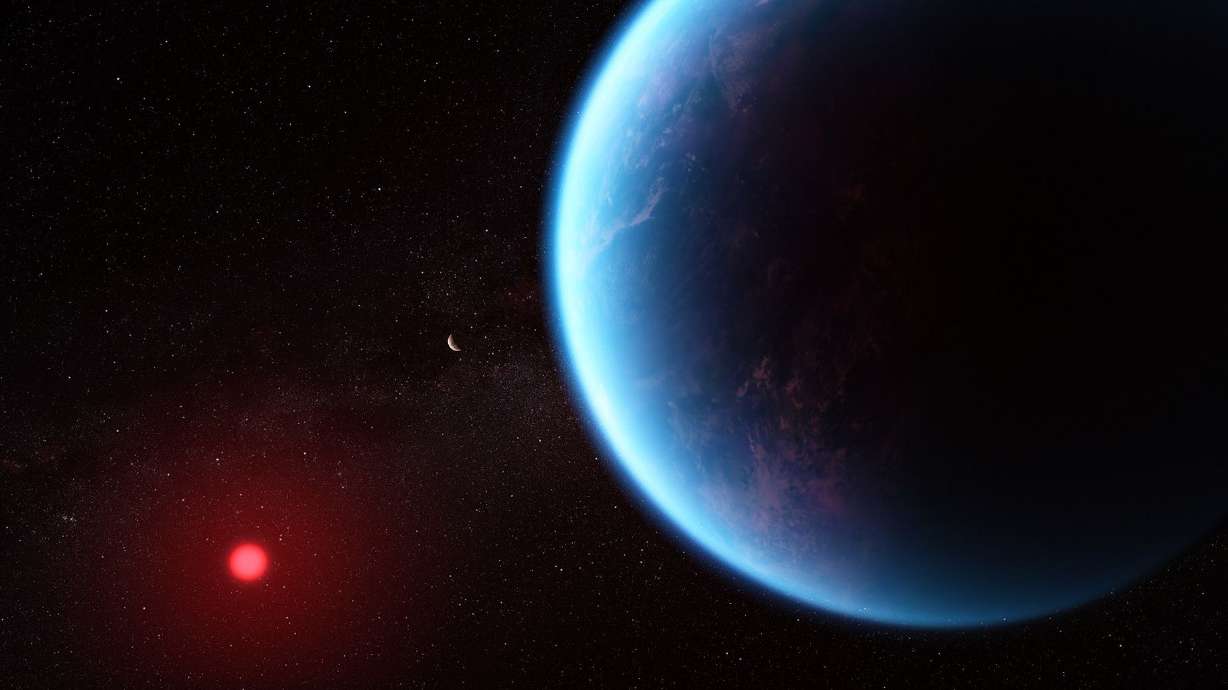 NASA shared an illustration showing exoplanet K2-18b orbit around its dwarf star. Waters may be flowing on the surface of a colossal planet that lies about 120 light-years from Earth, according to new evidence uncovered by the James Webb Space Telescope.
