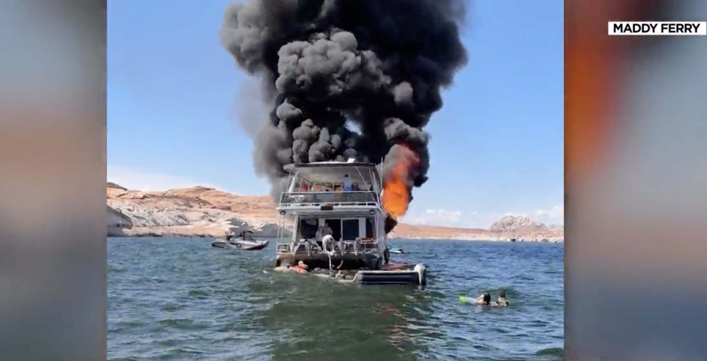 2-month-old among 25 who jumped into water after houseboat fire at Lake Powell