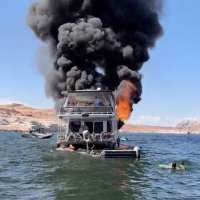2-month-old among 25 who jumped into water after houseboat fire at Lake Powell