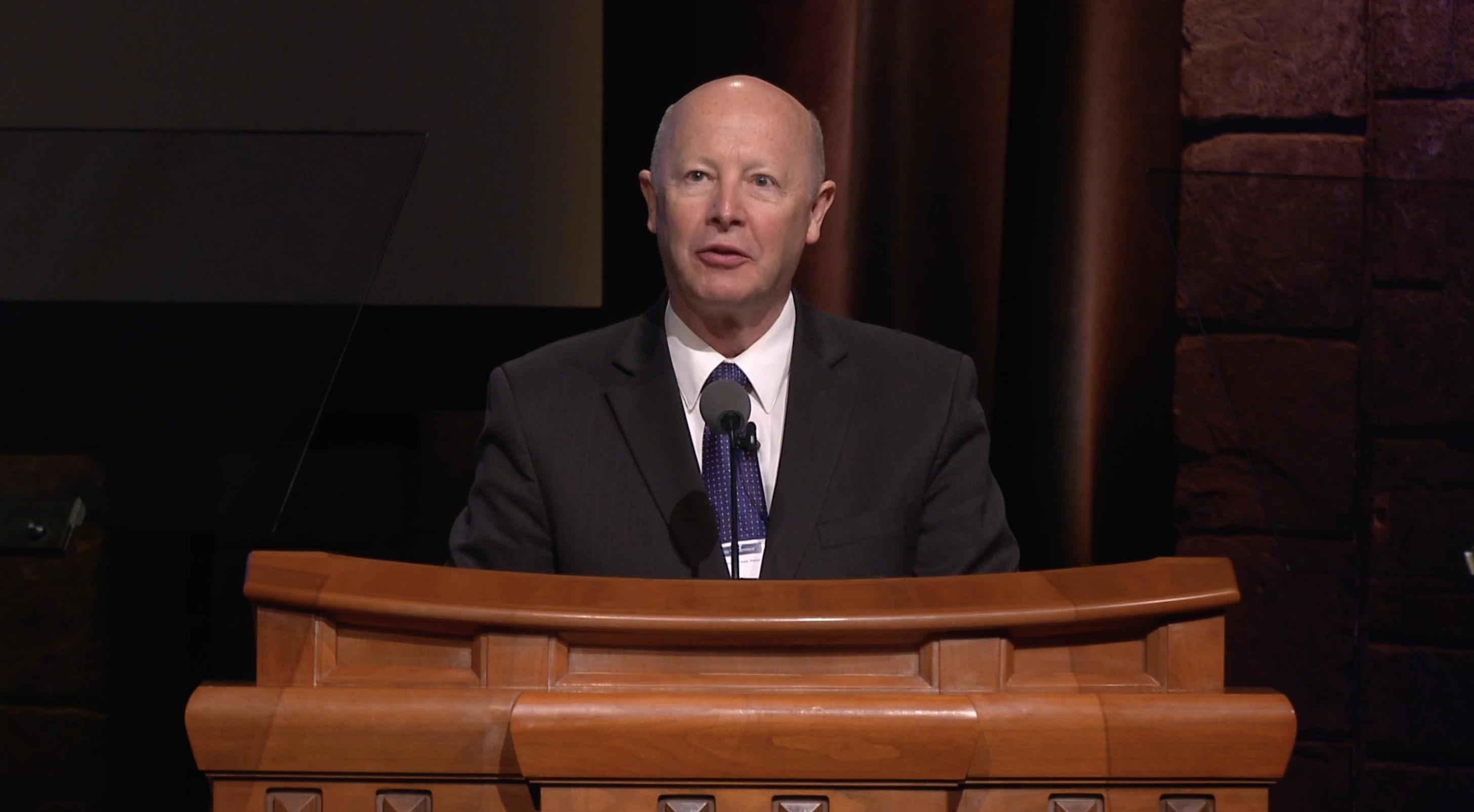 Richard E. Turley Jr., former assistant church historian, speaks during the Joseph Smith Papers Conference on Friday. Turley has been commissioned to write a biography about the prophet Joseph Smith.