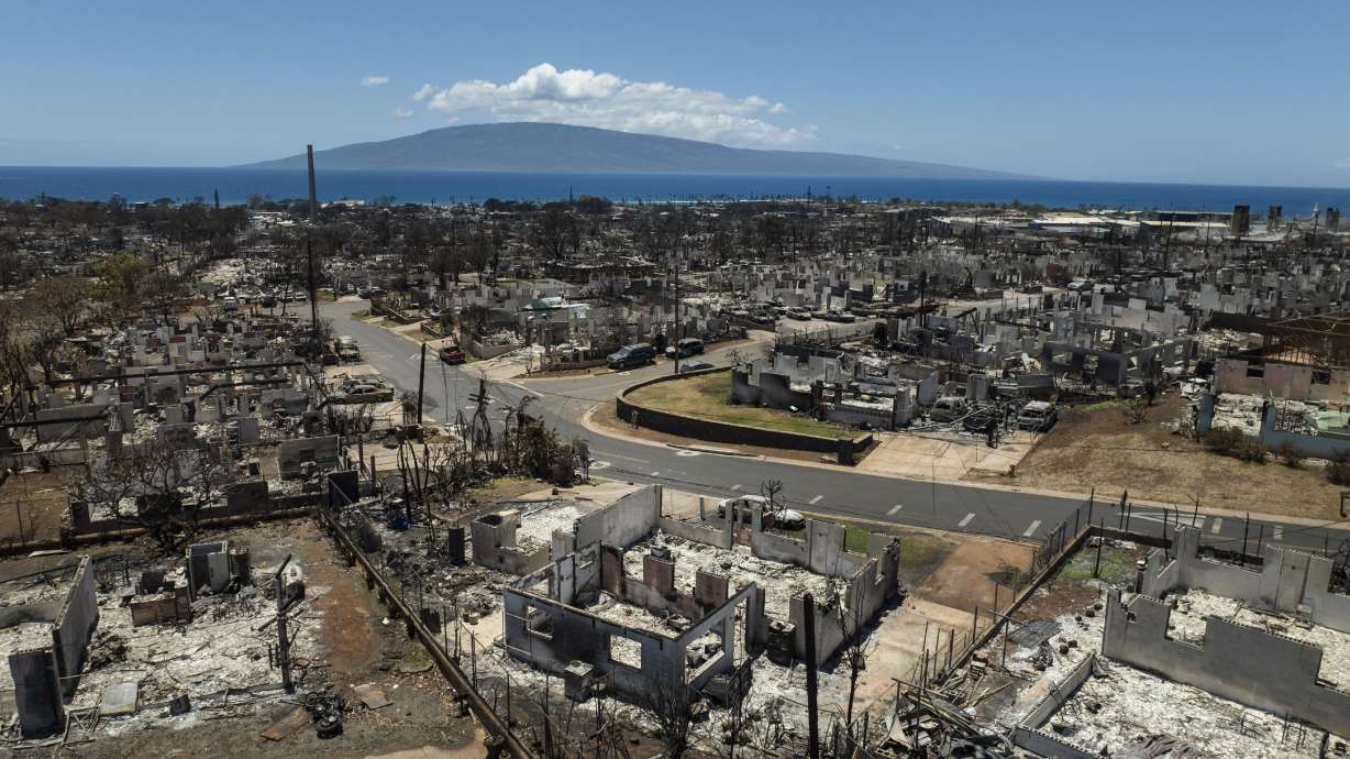 Destroyed homes in Lahaina, Hawaii, Aug. 22. The National Oceanic and Atmospheric Administration announced 23 extreme weather events in America through August this year.