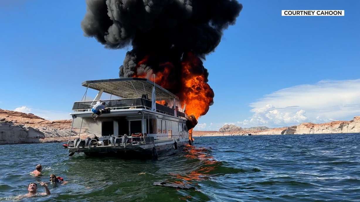 Couple reflects on fiery Lake Powell houseboat rescue