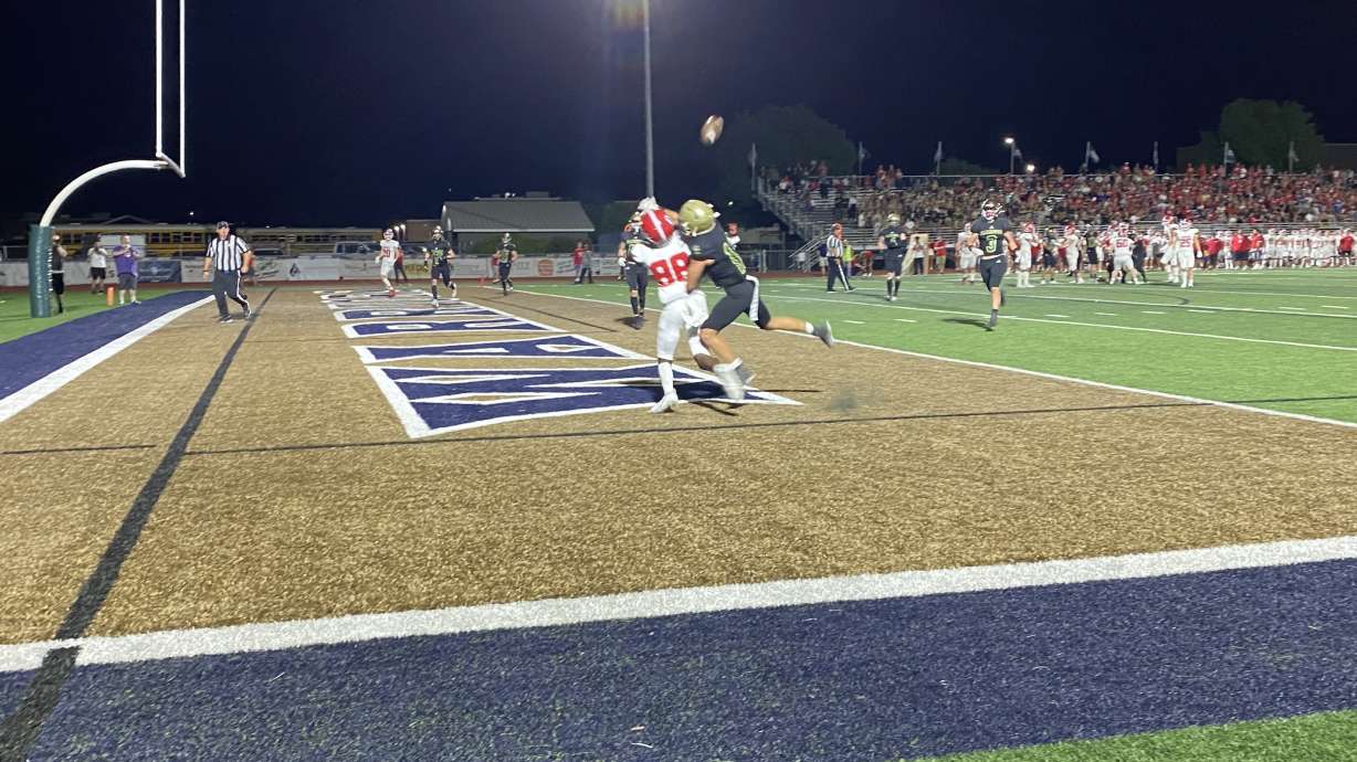 Boston Barrow dropped pass in the end zone for Crimson Cliffs.