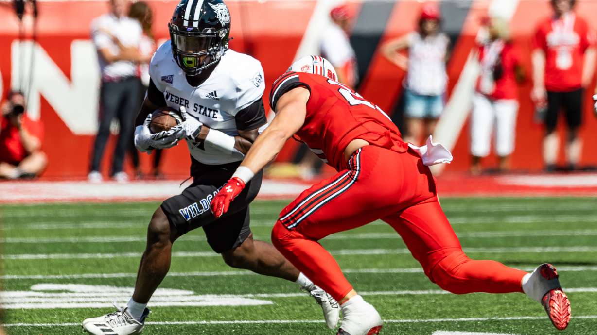 The Weber State Wildcats play football against the Utah Utes at Rice-Eccles Stadium in Salt Lake City on Saturday, Sept. 16, 2023.