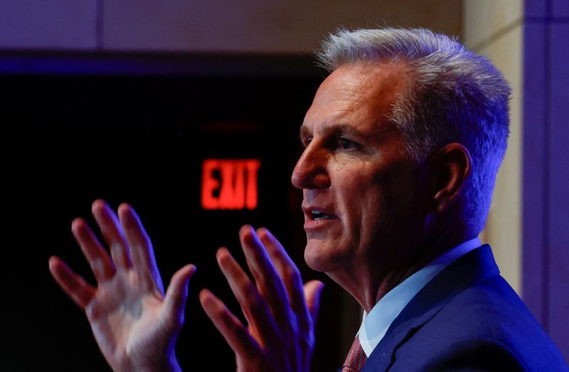 U.S. House Speaker Kevin McCarthy, R-Calif., speaks in Washington, Sept. 14. McCarthy plunged forward Monday trying to avoid a government shutdown in less than two weeks without losing his speakership.