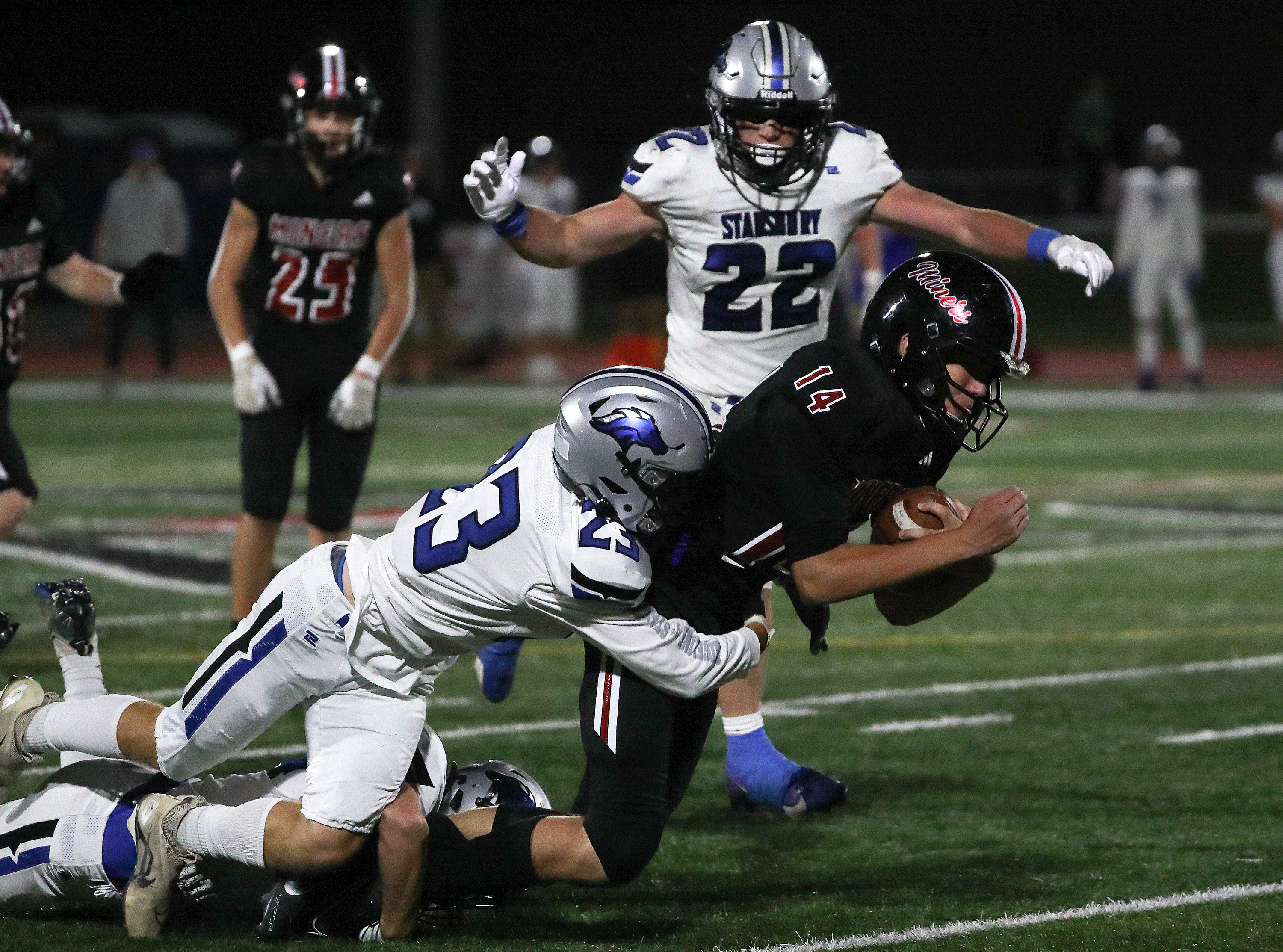 Park City plays Stansbury in a football game at Park City High School in Park City on Friday, Sept. 15, 2023. Park City won 21-17.
