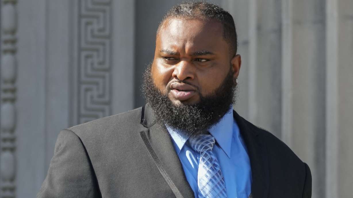 Cardell Hayes leaves Orleans Parish Criminal District Court in New Orleans, Monday, Sept. 18, 2023, after a hearing regarding his retrial for shooting former NFL star Will Smith. Hayes fatally shot Smith, who had retired from the New Orleans Saints, and wounded his wife, in a confrontation after a 2016 traffic crash.
