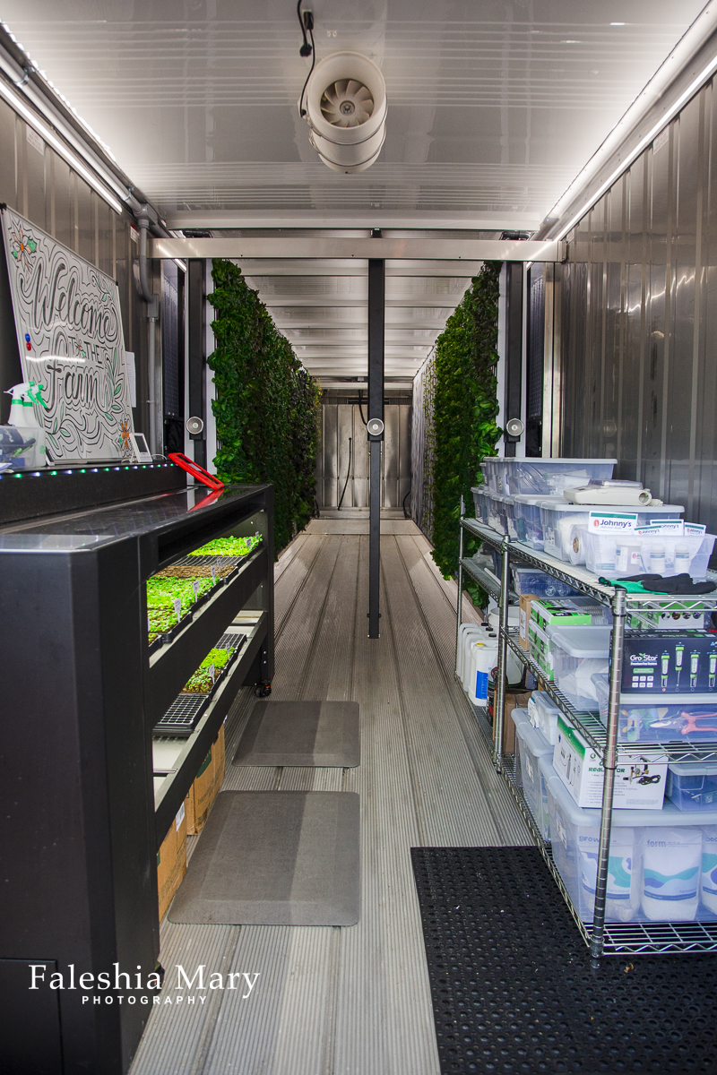 The inside of the grow container at Cedar Valley High School.