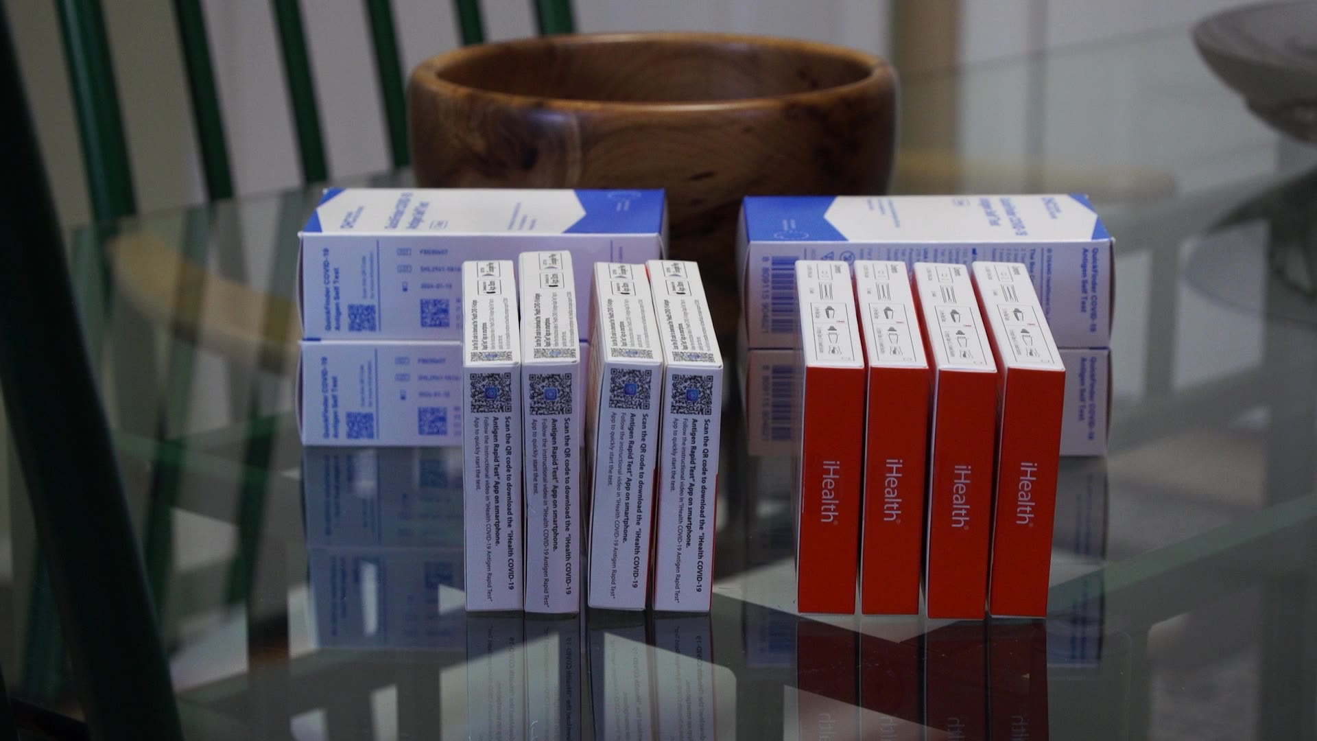 The 16 COVID tests that Catherine Thompson got in the mail.