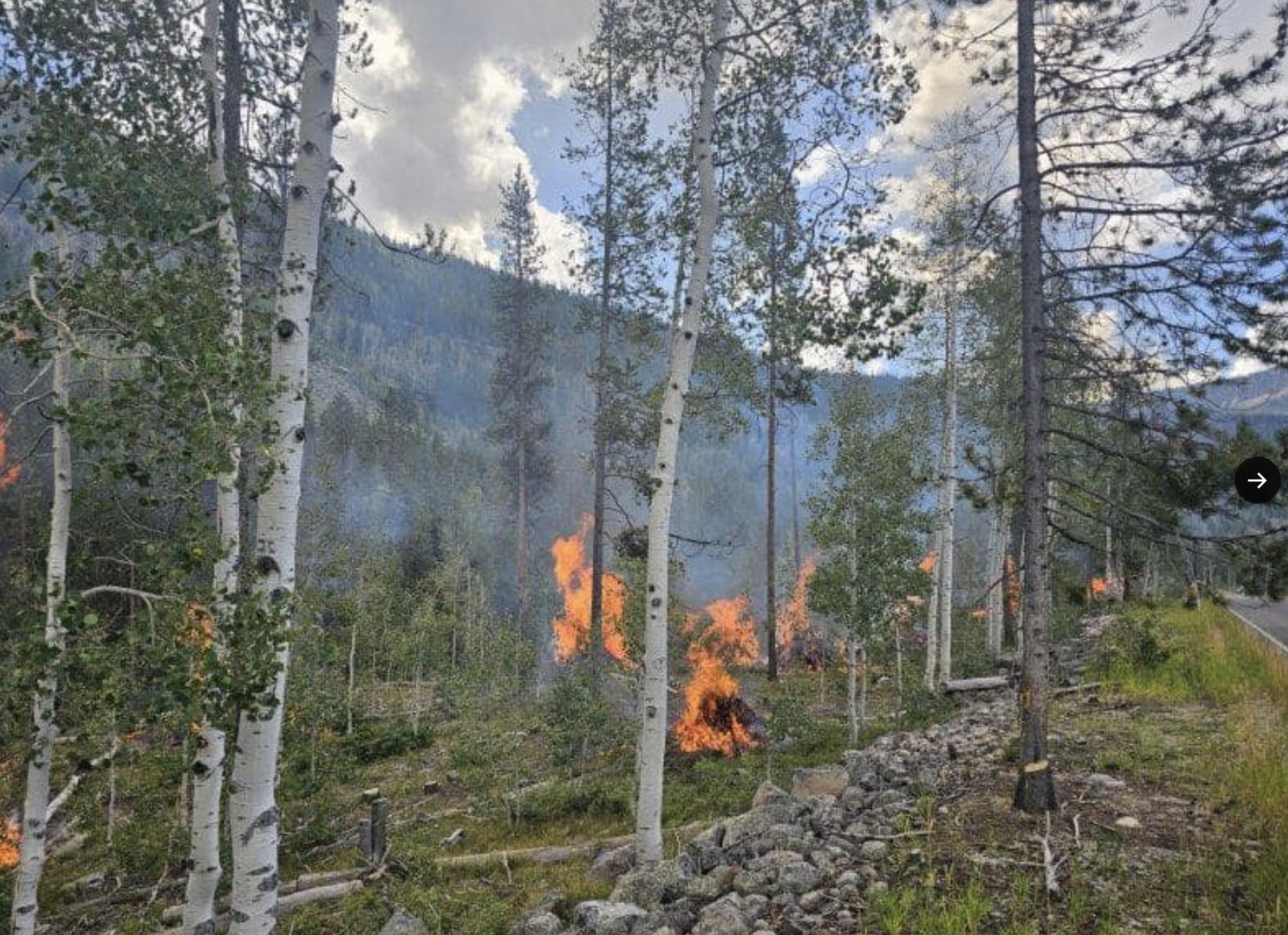 Crews burn slash piles near the Mirror Lake Highway Thursday. The U.S. Forest Service plans to clear out thousands of acres of dead trees in the Uinta Mountains to reduce wildfire risks.