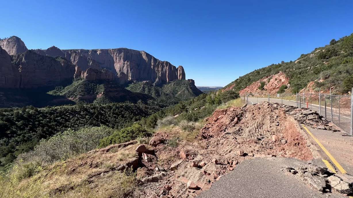 An undated photo of Kolob Canyons Road damage, which occurred in March. Construction crews could begin work to repair the damage as early as next week, Zion National Park officials said Tuesday.