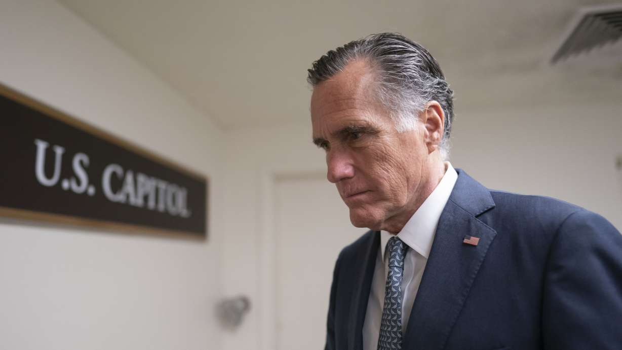 Sen. Mitt Romney, R-Utah, heads to a vote at the Capitol in Washington, on March 16, 2022. Romney spoke openly about his fears regarding artificial intelligence and the risk it poses to national security during a Senate committee hearing Tuesday.