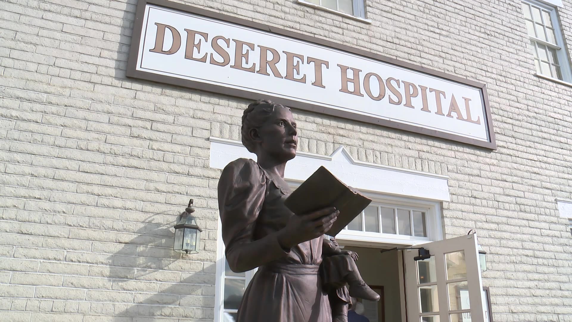 The statue of Dr. Ellis Reynolds Shipp in front of the Deseret Hospital at “This is the Place Heritage Park.”