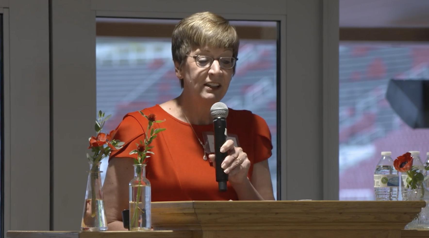 Marla De Jong, dean of the University of Utah College of Nursing, speaks at a gala Thursday held in celebration of the college's 75th anniversary.