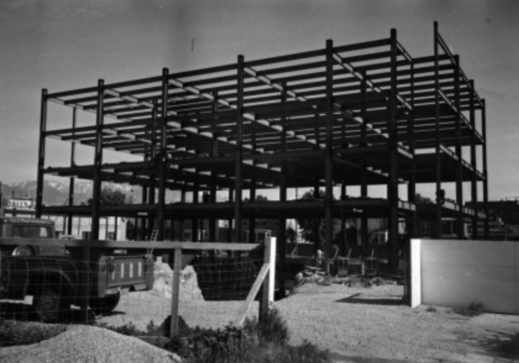 Crews work to construct the Northwest Pipeline Building on June 21, 1957. The building opened the following year.
