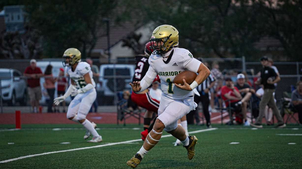 Snow Canyon's Talan Kelly rushes to earn a first down in a win over Hurricane on Sept. 22, 2023.