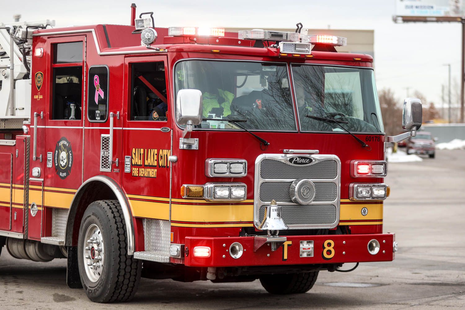 A construction worker is in serious condition after falling into a concrete pit at a job site in Salt Lake City on Thursday.