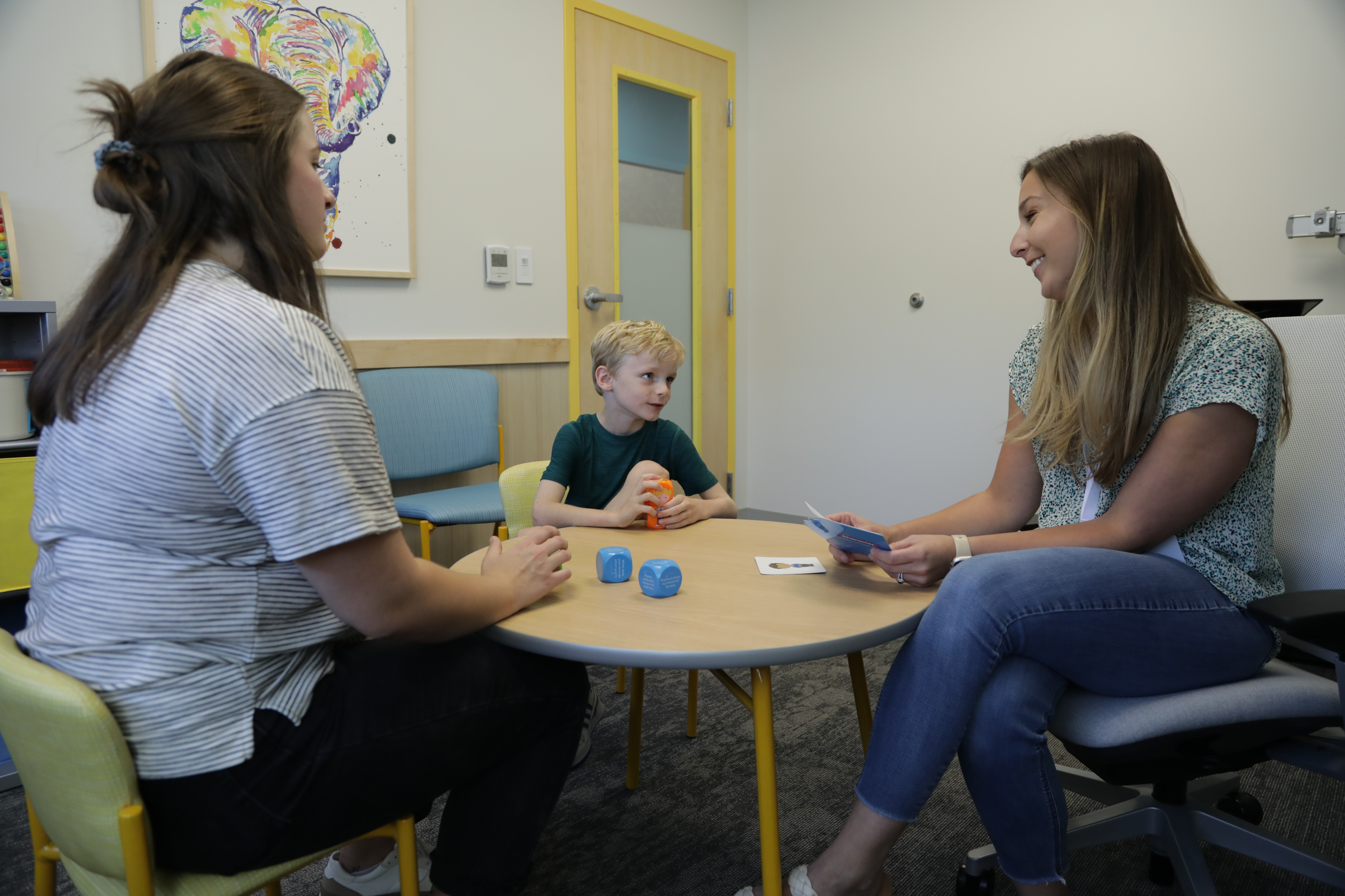 A child participates in outpatient family therapy at the Children's Center Utah's new West Valley campus.