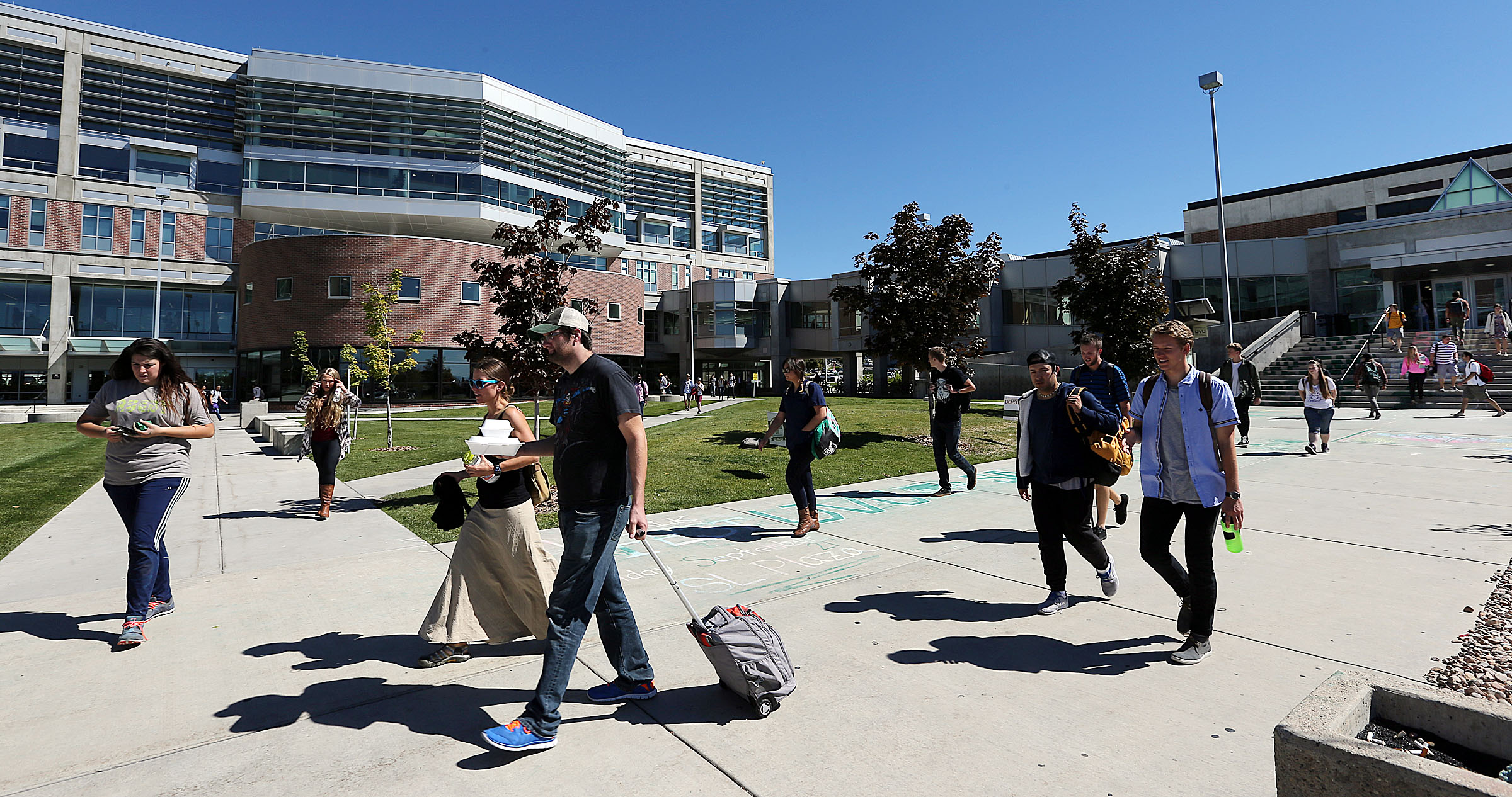 Students at Utah Valley University in Orem on Sept. 21, 2015. Utah has the second lowest FAFSA completion rate in the country, meaning Utah's high school seniors left $42 million of free Pell Grant money on the table in 2022.