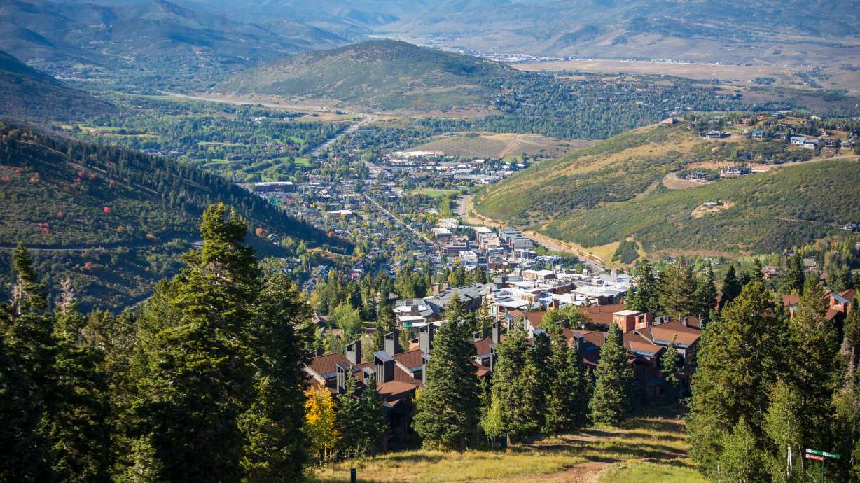An aerial view of the Park City area from Deer Valley Resort on Saturday. A popular moose found in neighborhoods north of the city was euthanized on Sunday, according to Summit County Sheriff Frank Smith.