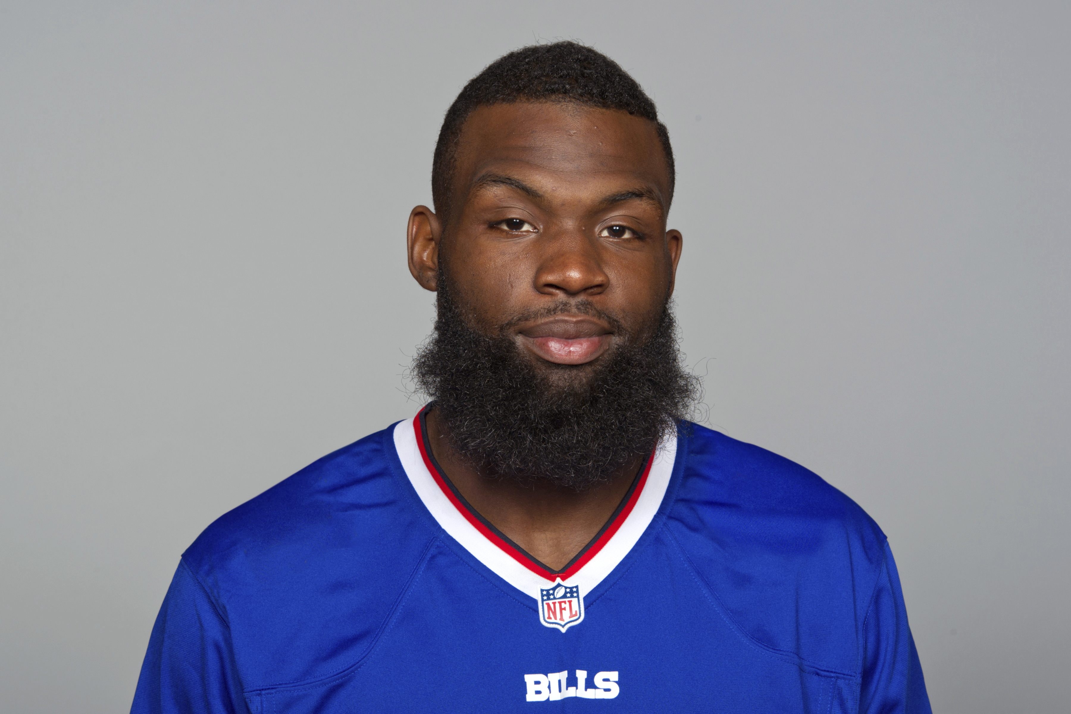 FILE - Mike Williams of the Buffalo Bills NFL football team is photographed on June 17, 2014. Police are investigating the death of the former NFL player Williams in Tampa, Florida after receiving information that he may have received unprescribed drugs from someone while hospitalized after a construction site accident. The Tampa Police Department said in an email Tuesday, Sept. 26, 2023, that the probe involves “unprescribed narcotics by an outside party.”