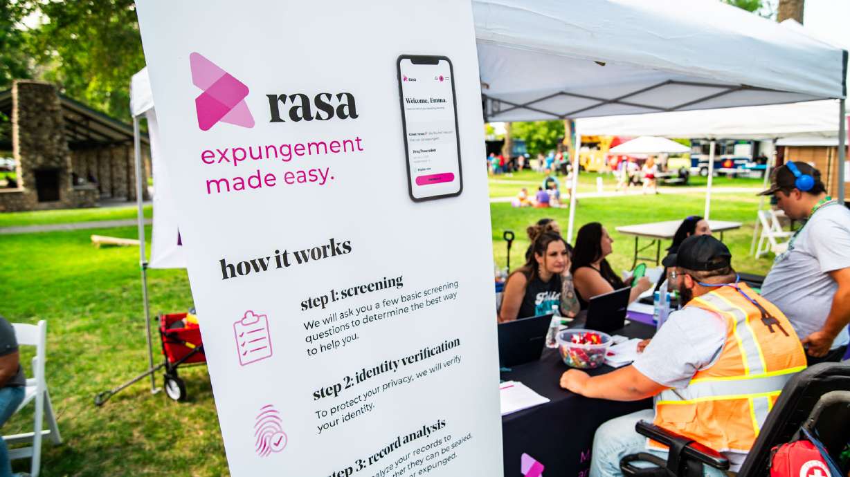 The Rasa booth at Salt Lake City's Recovery Days event Sept. 9. The Utah organization aims to help people who have been clean from substance abuse clear their records to better secure jobs and housing.