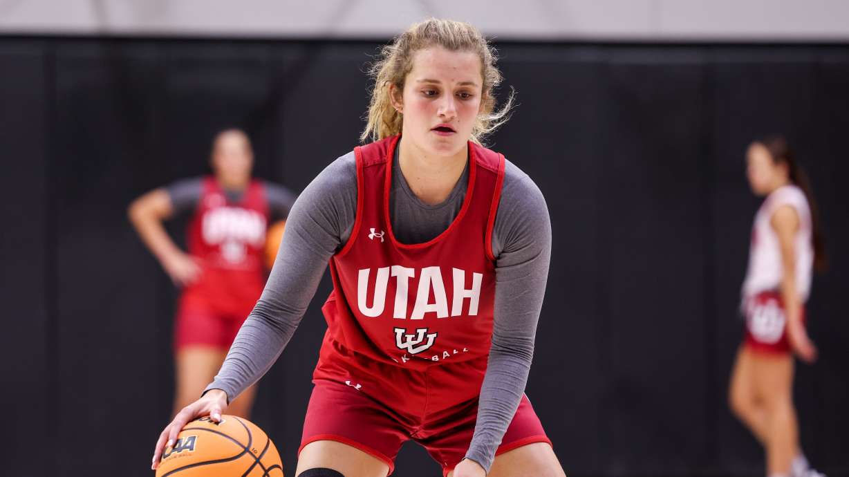 Matyson Wilke takes part in Utah's first official practice in Salt Lake City on Monday, Sept. 25, 2023.