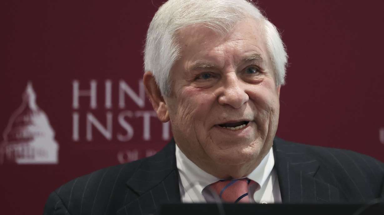 Nicholas P. Lovrich, professor emeritus and regent at Washington State University, speaks during the “To Respectfully Disagree: Civility in Government” presentation at the University of Utah’s Hinckley Institute in Salt Lake City on Wednesday.