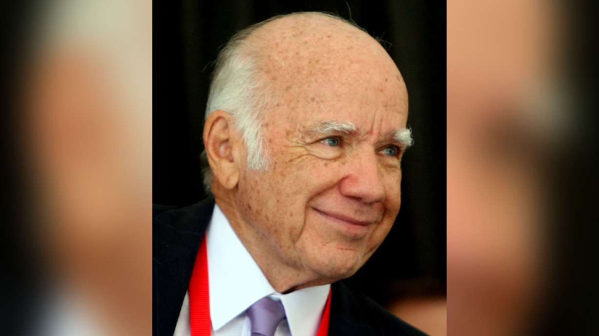 John Moran attends a grand opening celebration of the John A. Moran Eye Center in Salt Lake City on Aug. 3, 2006. Moran died on Saturday at the age of 91.