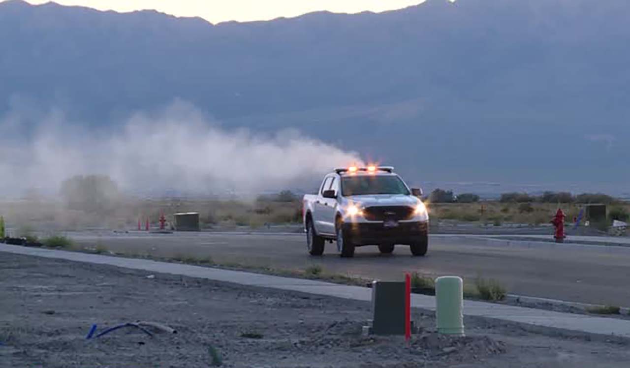 Mosquito abatement trucks drive around Tooele County on Thursday. Tooele City isn't part of the mosquito abatement district but some residents hope the city will reconsider joining.