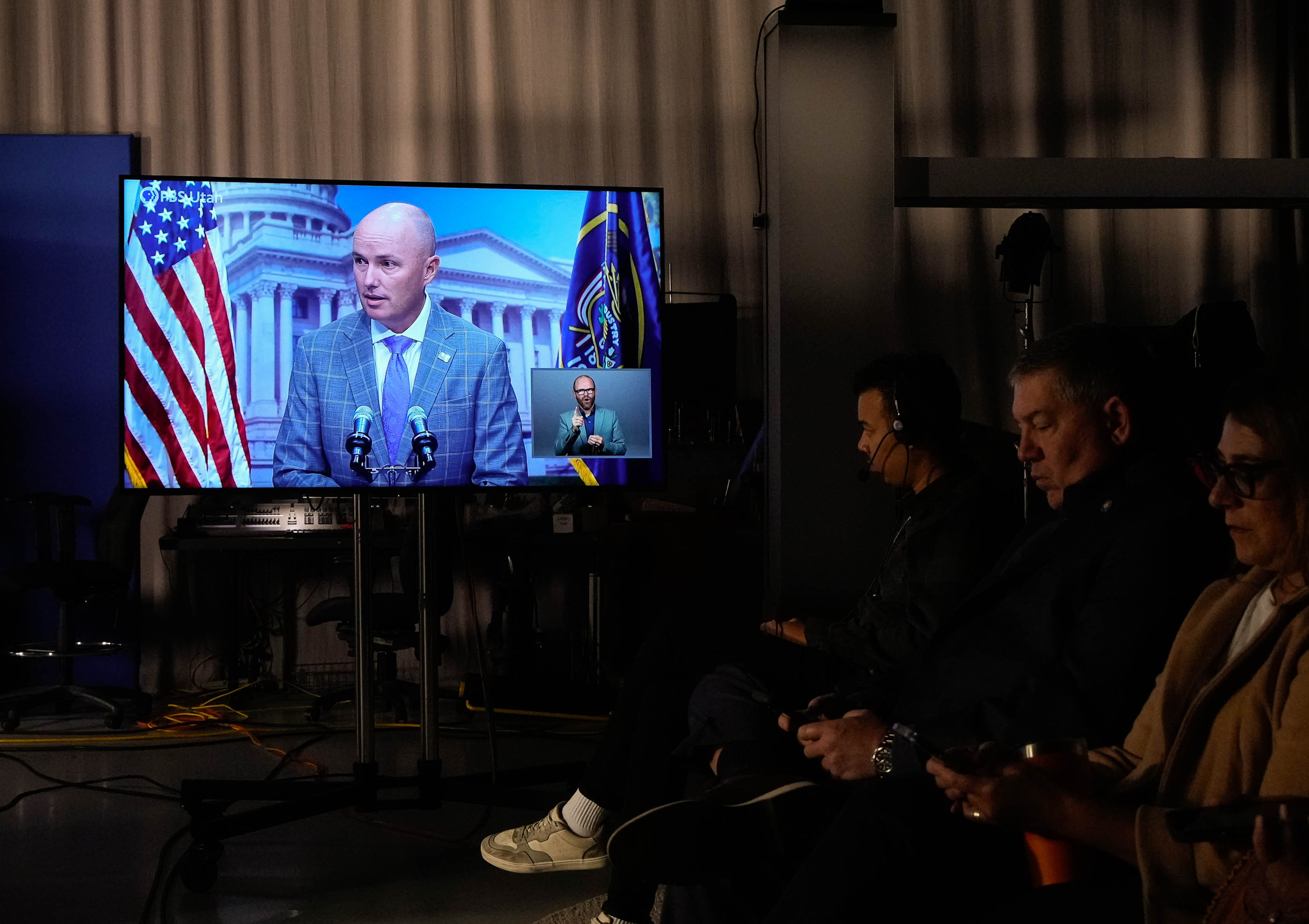 Gov. Spencer Cox speaks at his monthly PBS news conference Sept. 21. Cox warned of declining trust in democratic systems during the Atlantic Festival in Washington on Friday.