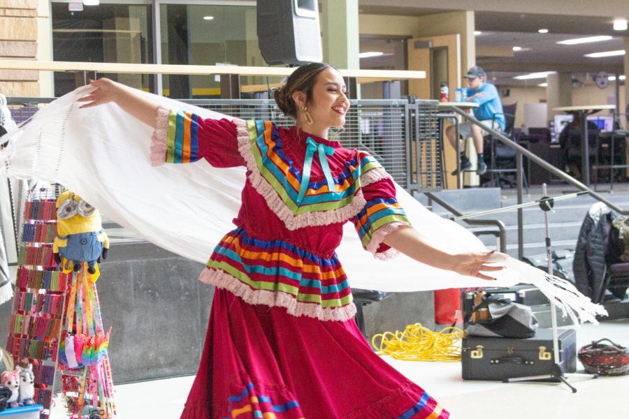 Jennifer Duenaz dances at the 2022 Weber State University's El Mercadito during Hispanic Heritage Month.