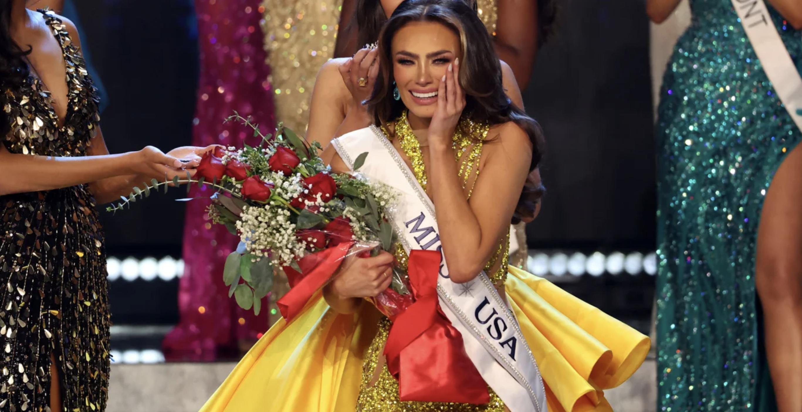 Miss Utah USA Noelia Voigt is crowned as Miss USA 2023 in Reno, Nev., Friday night.