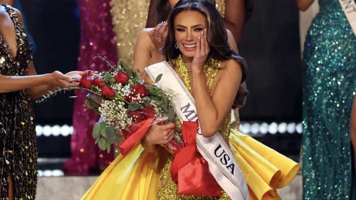 Miss Utah USA Noelia Voigt is crowned as Miss USA 2023. Voigt announced Monday that she would be resigning for mental health reasons.