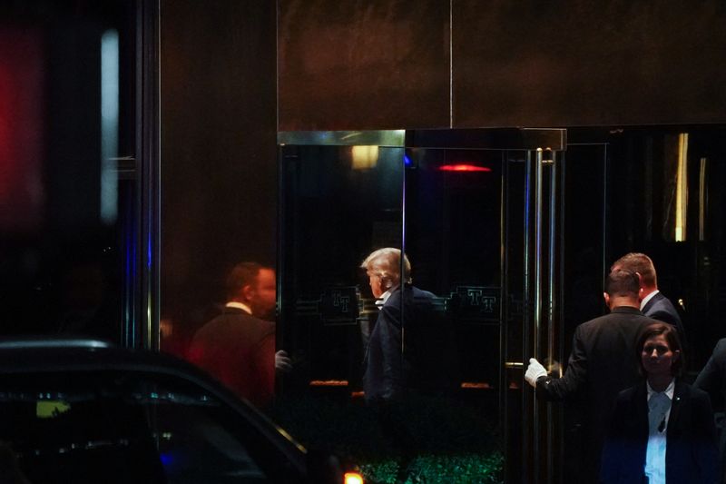 Former President Donald Trump arrives at Trump Tower, ahead of his appearance in a civil fraud trial in New York City, Monday.