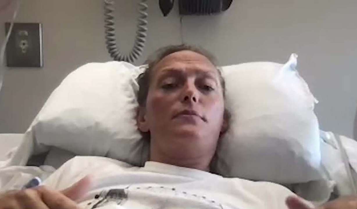Nichole Siri talks to KSL from her hospital bed at Intermountain Medical Center in Murray, Monday. She and Mark Martin were injured when they jumped from and out-of-control elephant they were riding while vacationing in Thailand.