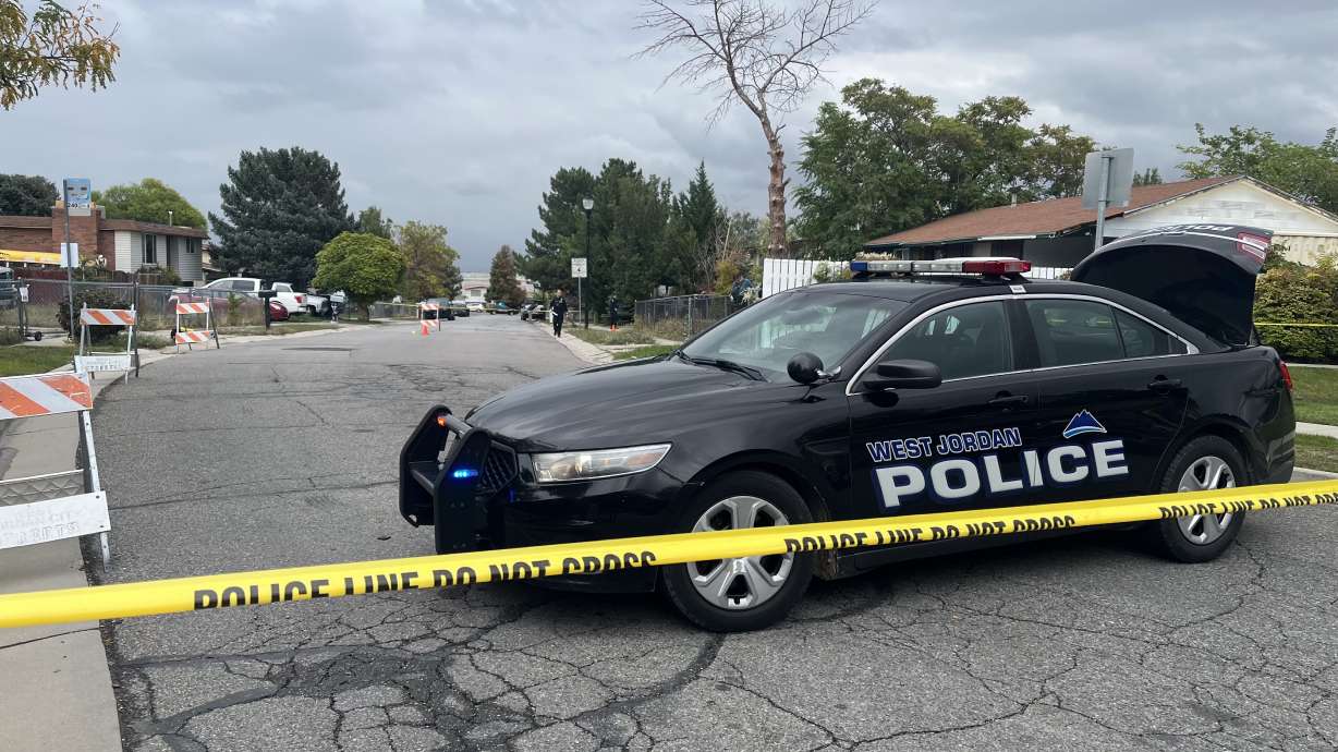 Police are searching for a suspect who shot and injured a man in a West Jordan neighborhood Tuesday afternoon near Alabama Avenue and Jordan Village Road.