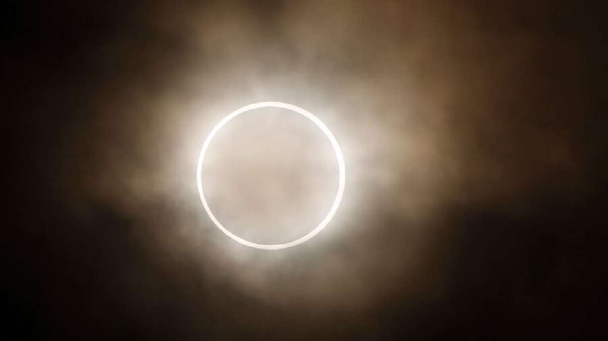 When the moon crosses between Earth and the sun during an annular solar eclipse, a signature "ring of fire" of sunlight is still visible. An annual eclipse will be visible across the United States on Oct. 14.