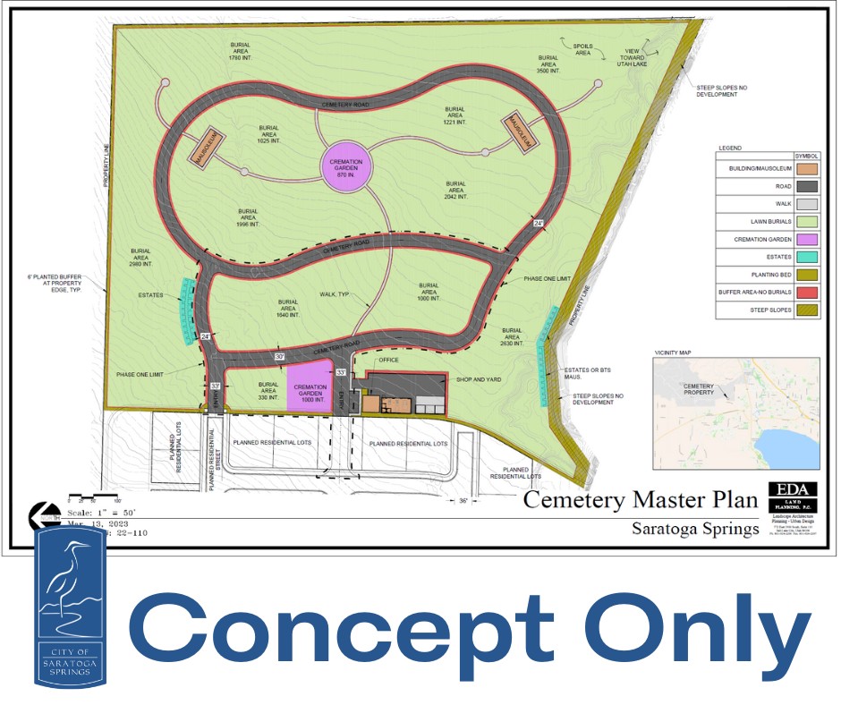 This concept art shows plans for a new cemetery in Saratoga Springs.