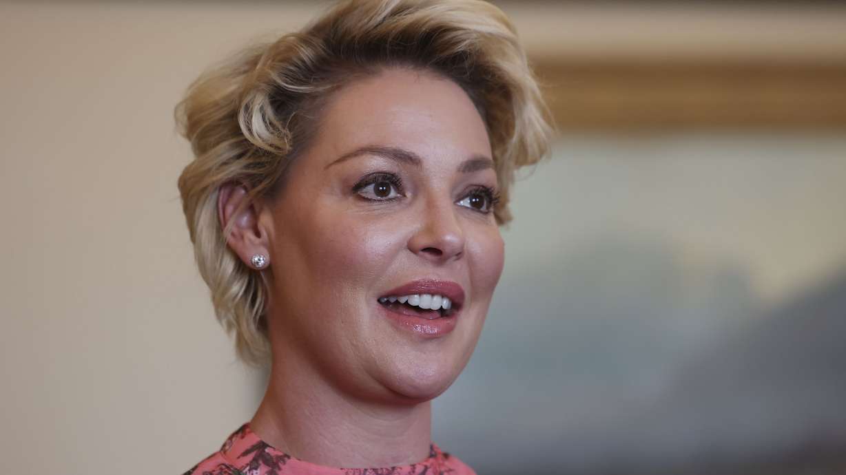Katherine Heigl speaks at a press conference about gas chamber euthanasia of animals in shelters at the Capitol in Salt Lake City on Jan. 18. Heigl, a longtime animal advocate, wants to see the end of gas chambers in Utah.