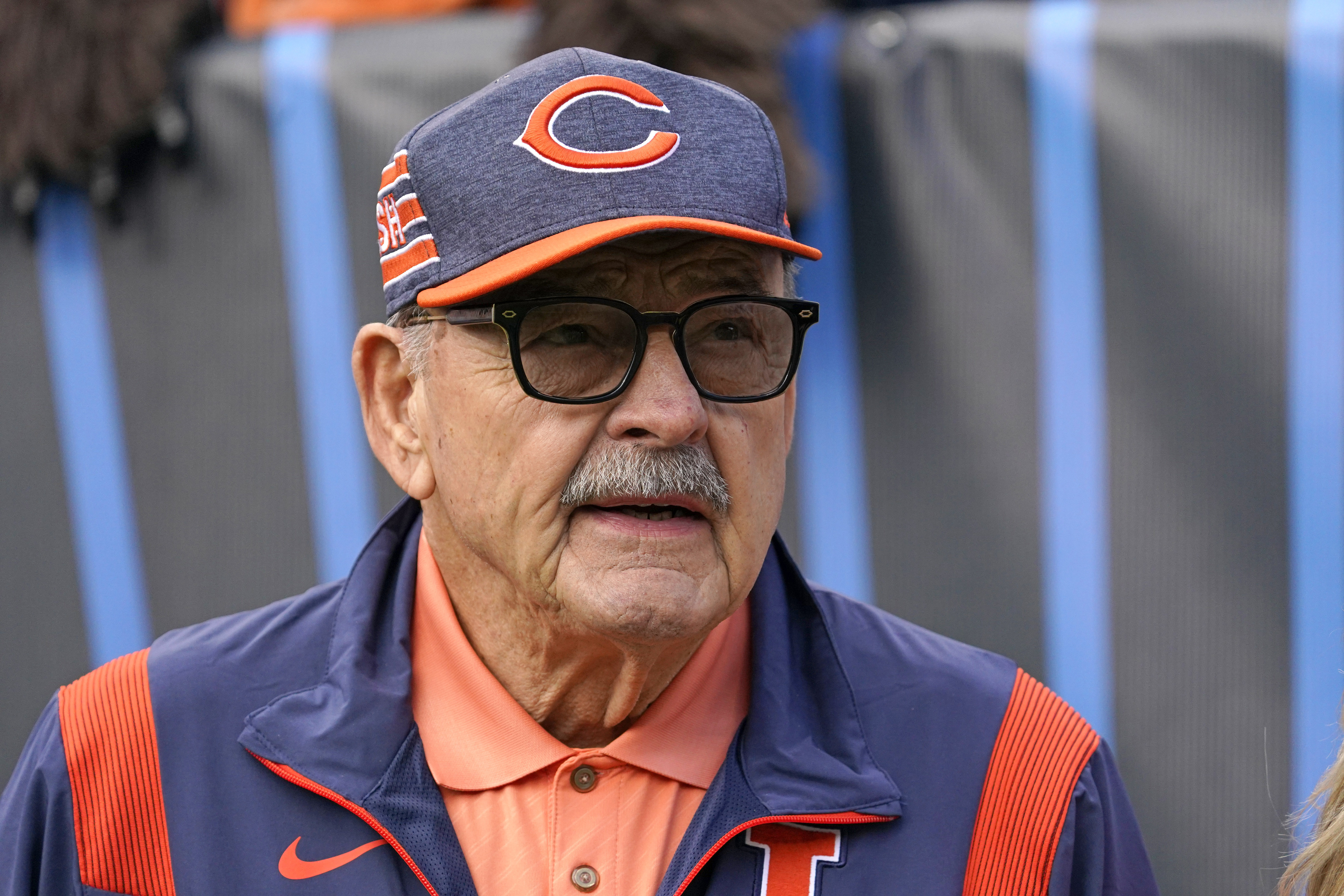 Chicago Bears great Dick Butkus watches from the sideline during the first half of the team's NFL football game against the Houston Texans on Sept. 25, 2022, in Chicago. Butkus, a fearsome middle linebacker for the Bears, has died, the team announced Thursday.