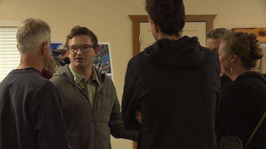 Marshall McGonegal talks with a group of people about the possibility of a new skate park. Ogden Valley community members filled an open house meeting Thursday night, voicing opinions over a new master plan for a park in the town of Liberty.