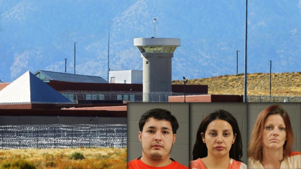 Federal Correctional Facility in Littleton, Colo., is shown with booking photos of Rigoberto Beltran-Garibay, Karen Yvonne Alvarez, and Sasha Brenda Jane Kilpack. They are sentenced to serve time in federal prison in two separate cases.