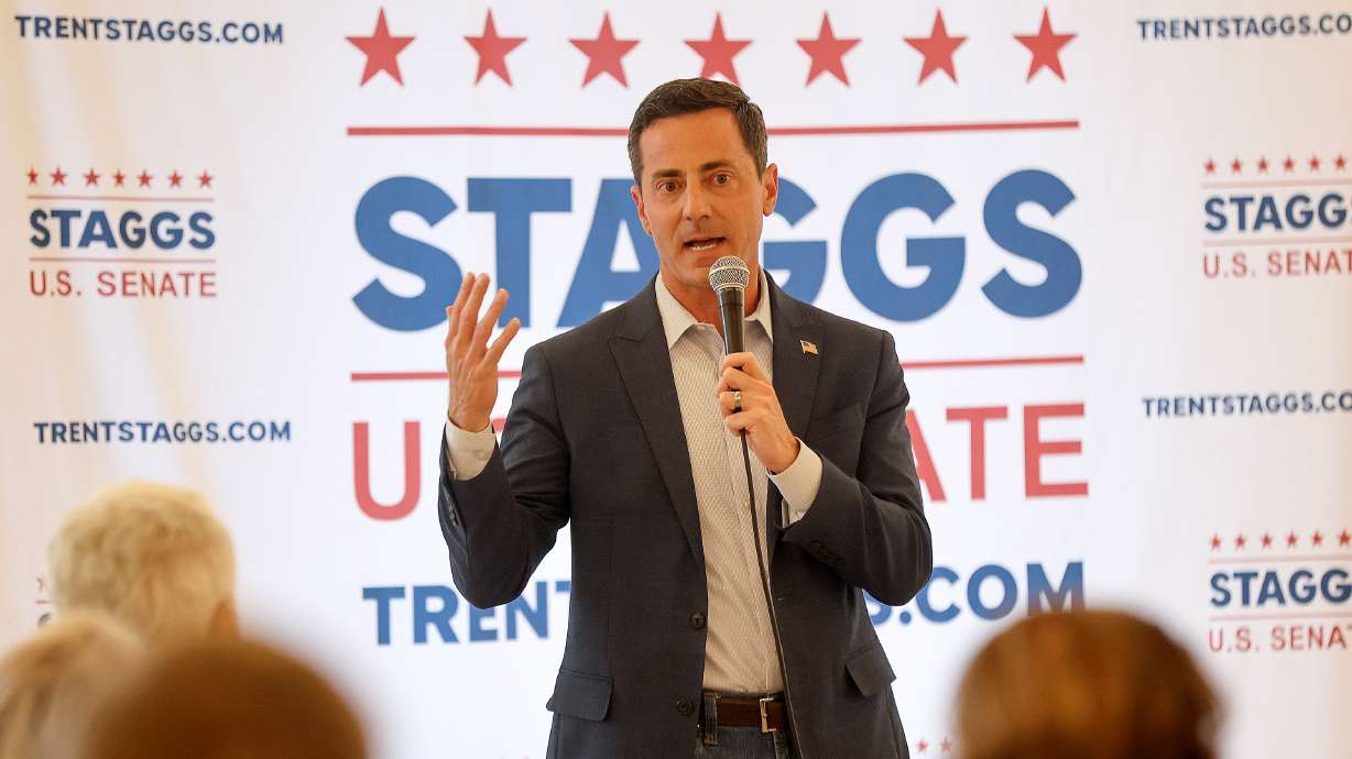 Trent Staggs speaks at a fundraising event for his U.S. Senate campaign at Siempre in Draper on Sept. 18. The Utah Sheriff's Association accused Staggs of unfairly blaming state leaders for federal immigration law.