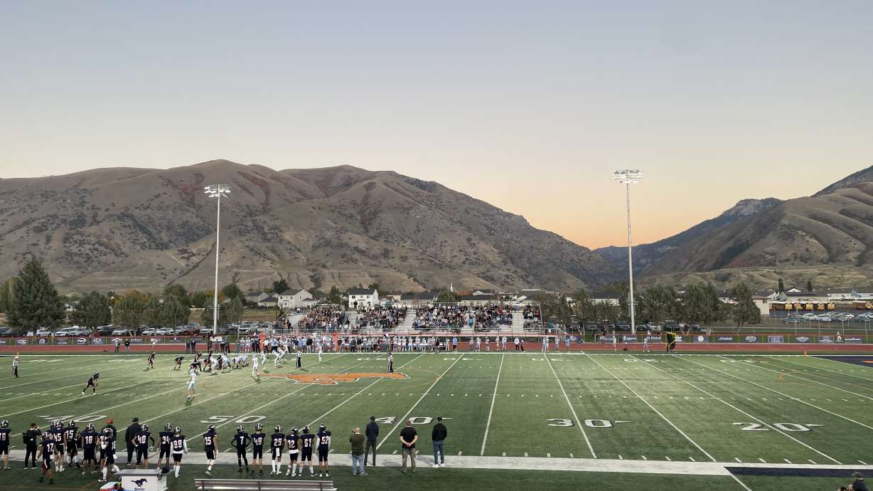 Sky View played at Mountain Crest's home stadium in Hyrum with the beautiful mountainous backdrop.