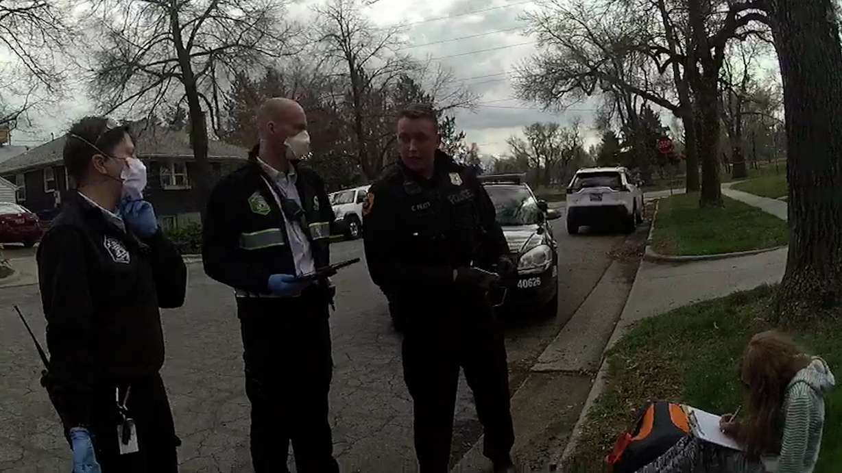 Salt Lake City police body camera video shows Megan (last name withheld) speaking with officers in March 2020.
